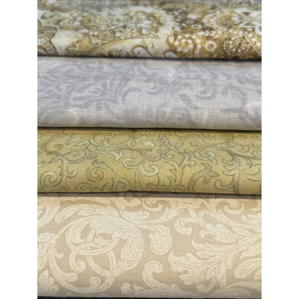 Fabric 4 Pc Lot Quilting Crafts Sewing Art Project Cotton Neutral Shades